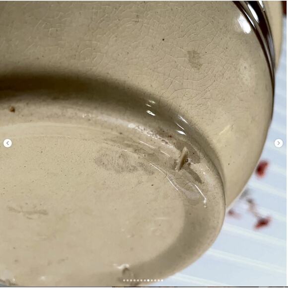 Antique 1930s Yellowware RRPC Ransbottom Mixing Bowl Brown Band Stripe SET of 3 - Picture 8 of 12